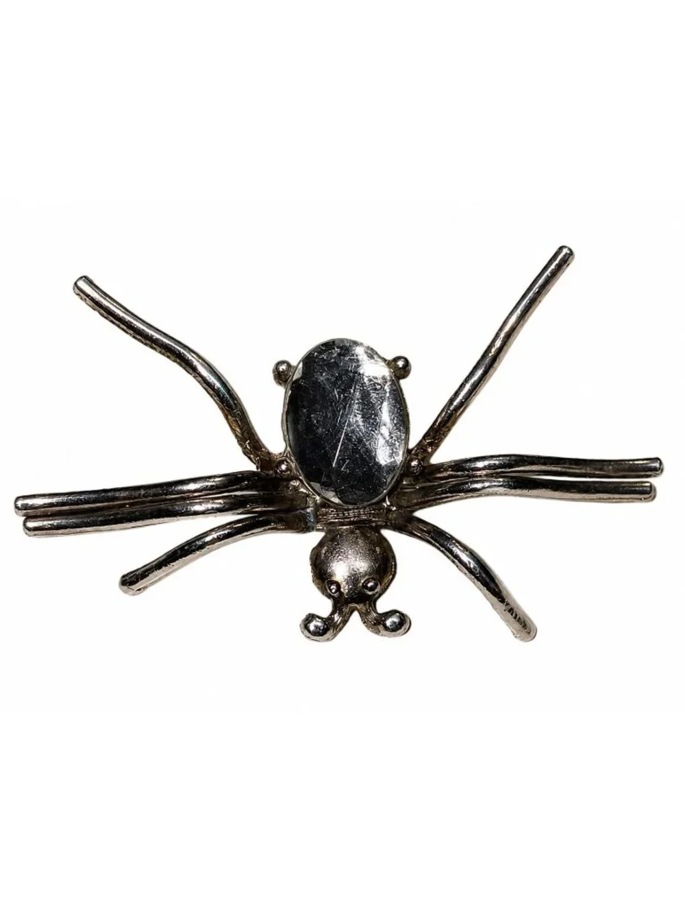 Vintage 1990's Big Clear Rhinestone Large Crawling Spider Silvertone Brooch - Picture 2 of 6
